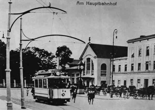 Tramcar no. 2 of the Eberswalde tram at the main station