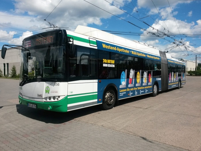Gelenkobus Nr. 056 vom polnischen Typ Solaris Trollino 18 AC
