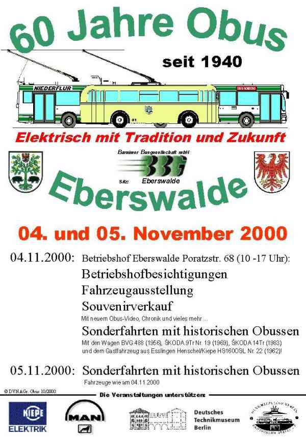 Programm zum "Tag der offenen Tür" am 04.11.2000 auf dem
Betriebshof Eberswalde/Nordend